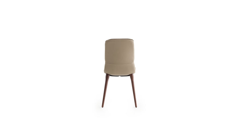 Coco Italian design chair, in walnut-stained ash wood &amp; taupe leather