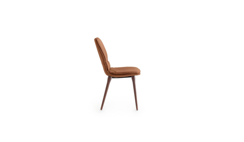 Coco Italian design chair, in walnut-stained ash wood &amp; cognac leather