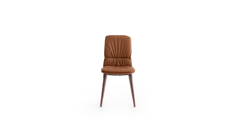 Coco Italian design chair, in walnut-stained ash wood &amp; cognac leather