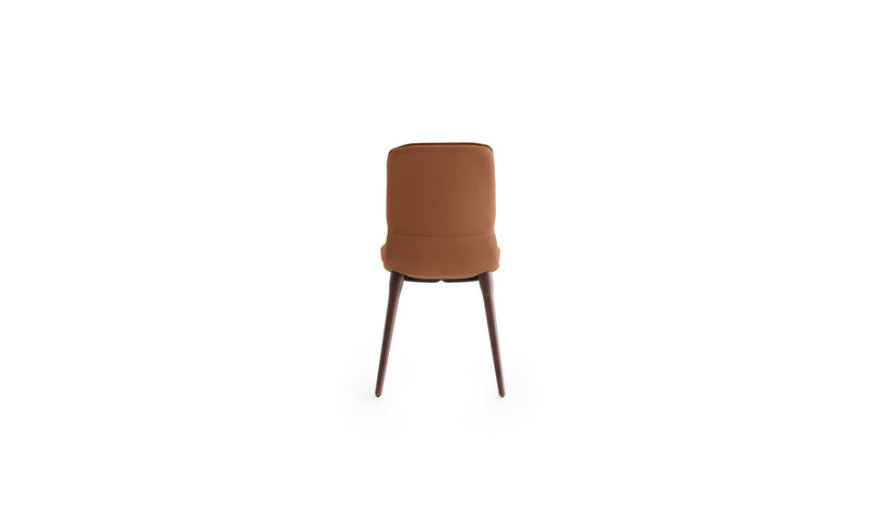 Coco Italian design chair, in walnut-stained ash wood &amp; cognac leather