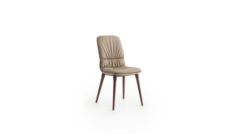 Coco Italian design chair, in walnut-stained ash wood &amp; taupe leather