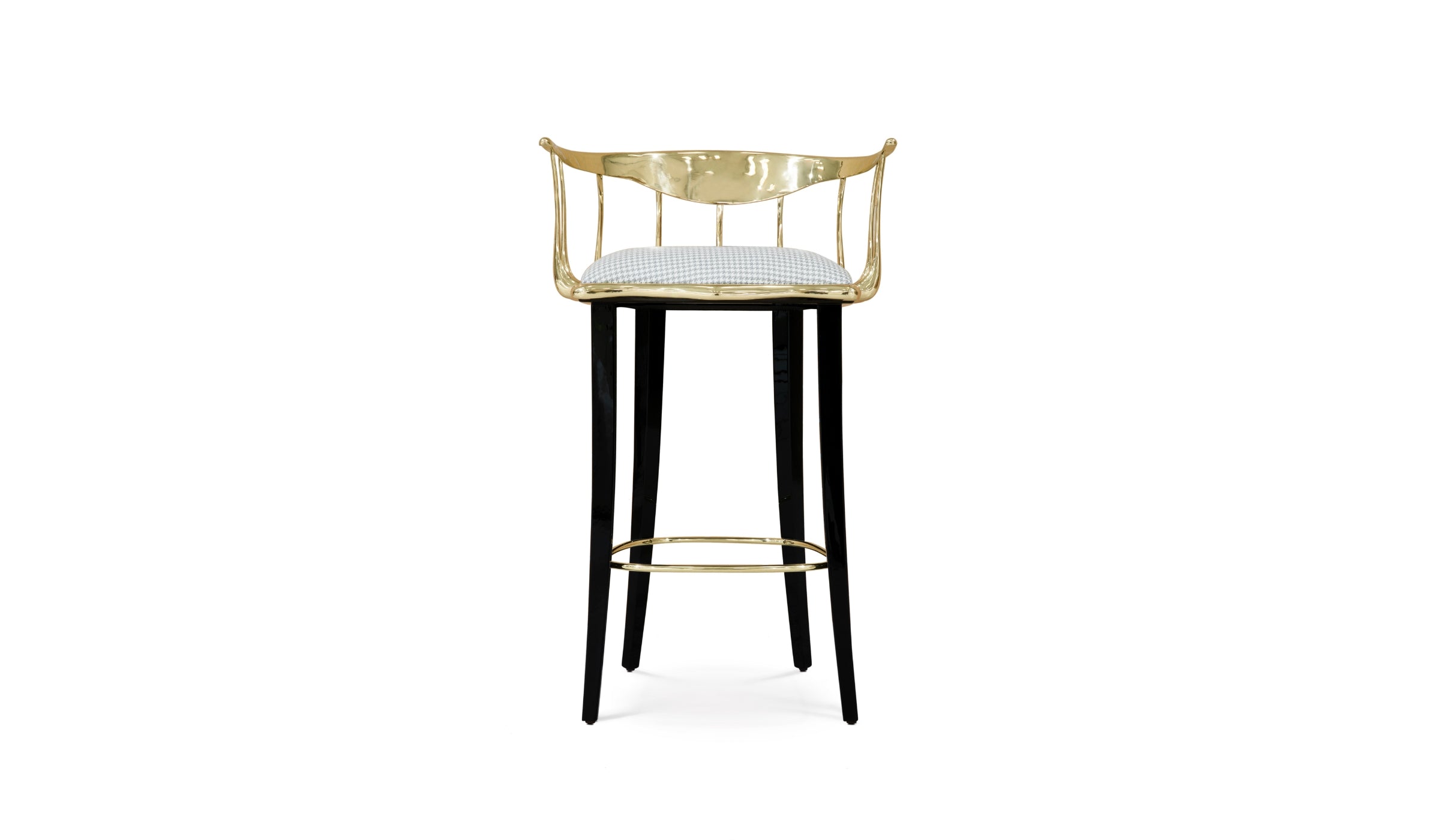 N°11 - Chaise de comptoir design surréaliste en laiton et tissu haut de gamme