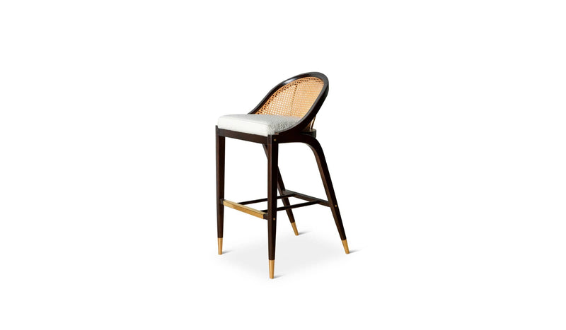 Wormley bar chair, in sycamore wood, brass and fabric