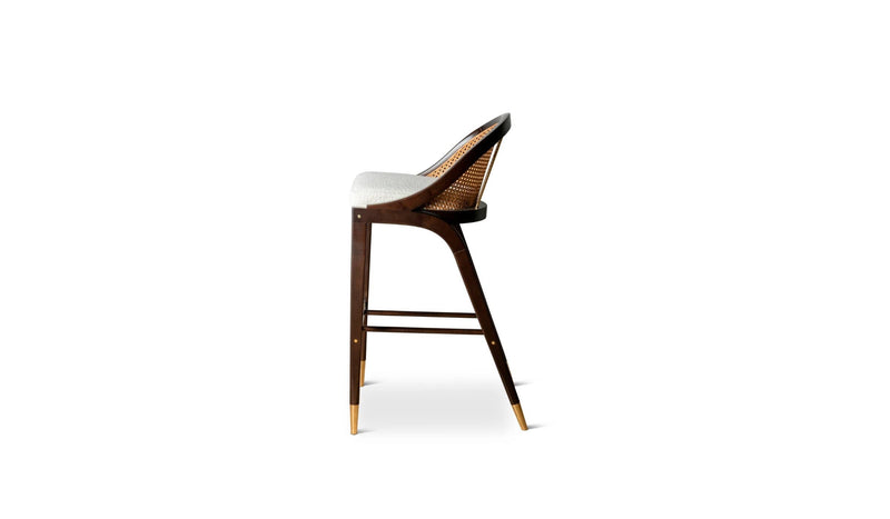 Wormley bar chair, in sycamore wood, brass and fabric