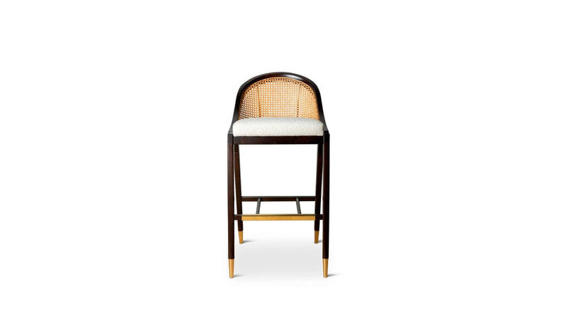 Wormley bar chair, in sycamore wood, brass and fabric