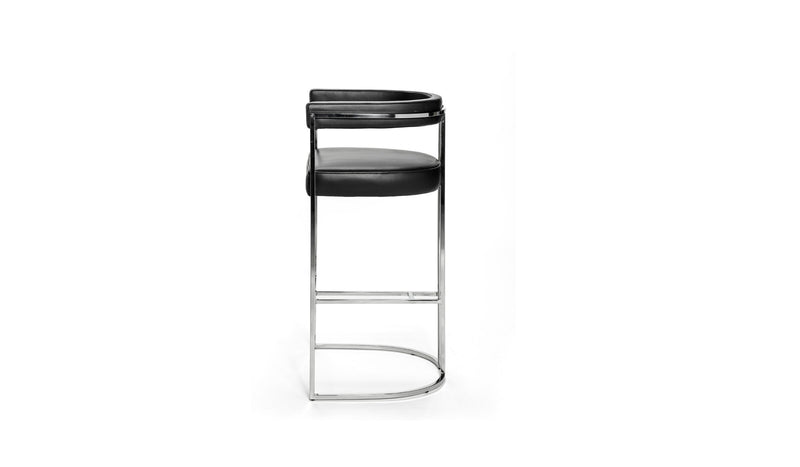 Julius modern bar chair, stainless steel and leather