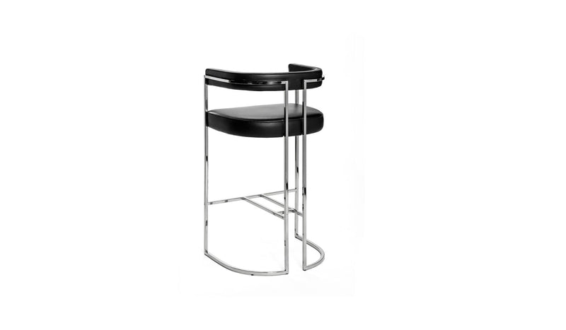 Julius modern bar chair, stainless steel and leather