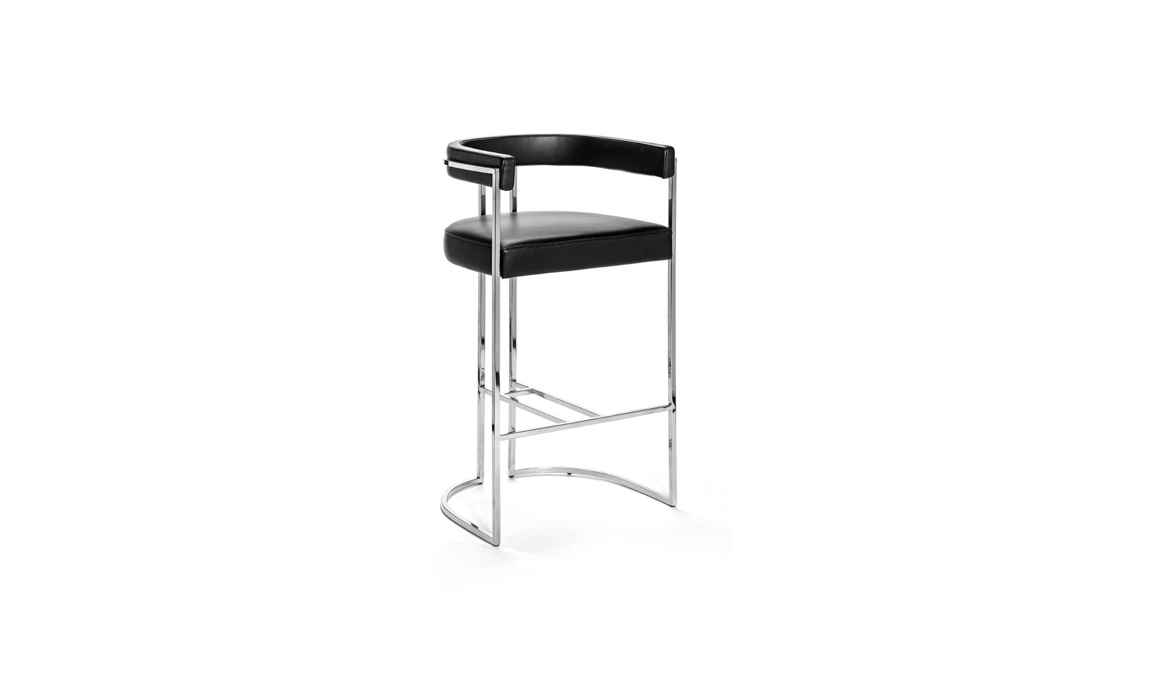 Julius modern bar chair, stainless steel and leather