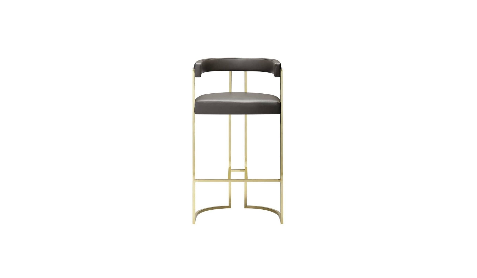 Julius modern bar chair, in brass and leather