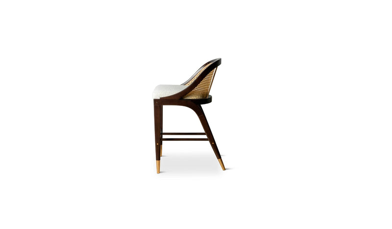 Wormley counter chair, sycamore wood, brass and fabric