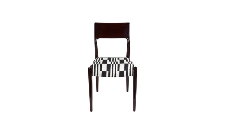 Bossa high-end dining chair in lacquered wood and fabric