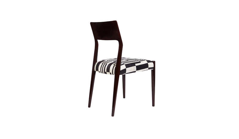 Bossa high-end dining chair in lacquered wood and fabric