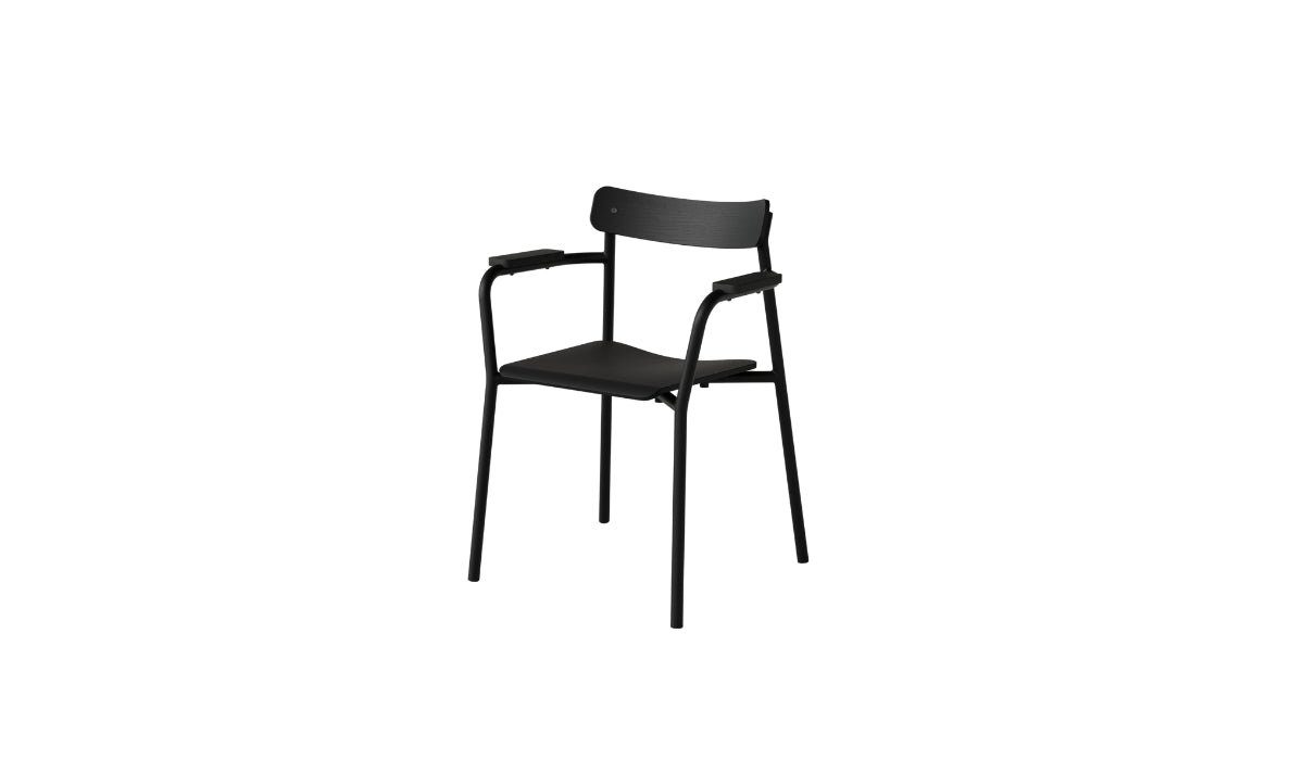 Etude chair with armrests, stained ash and black steel