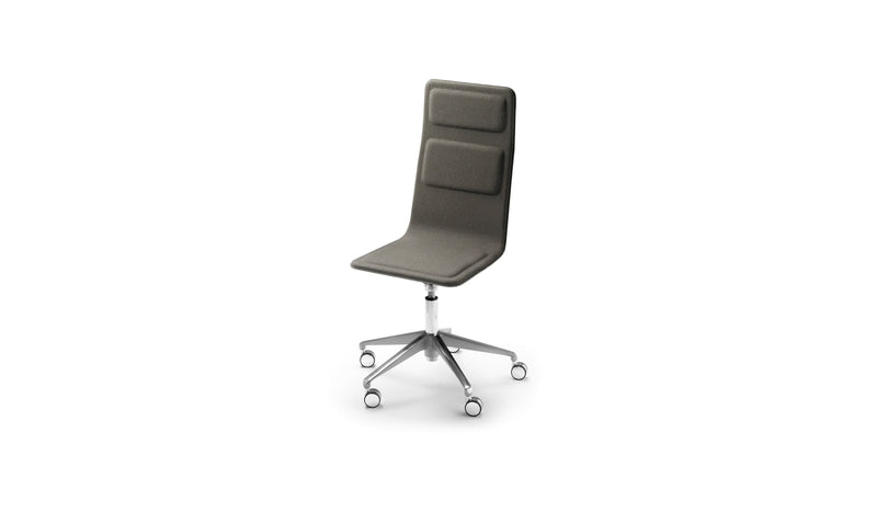 Chaise de bureau Laia, dossier haut, sans accoudoirs, avec roulettes