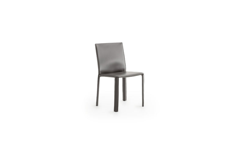 Minimalist design chair Jumpsuite, in anthracite gray leather