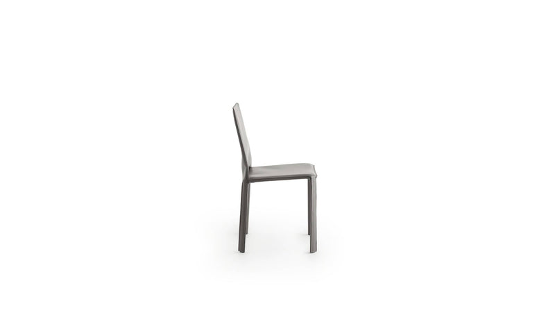 Minimalist design chair Jumpsuite, in anthracite gray leather