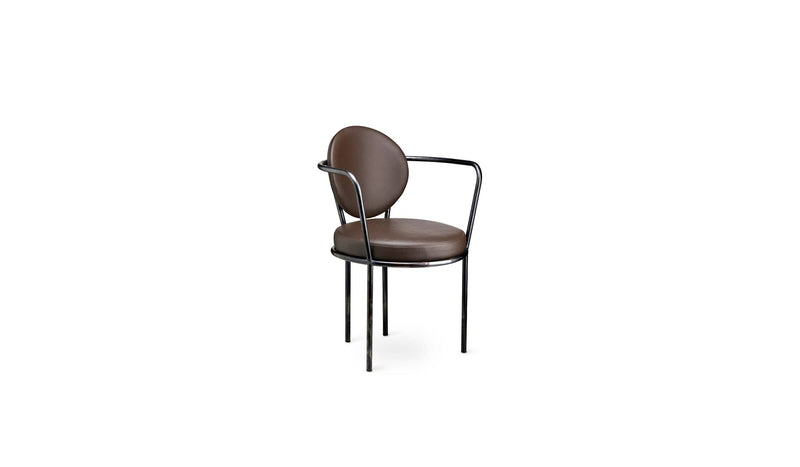 Casablanca industrial chair in raw metal, brown leather