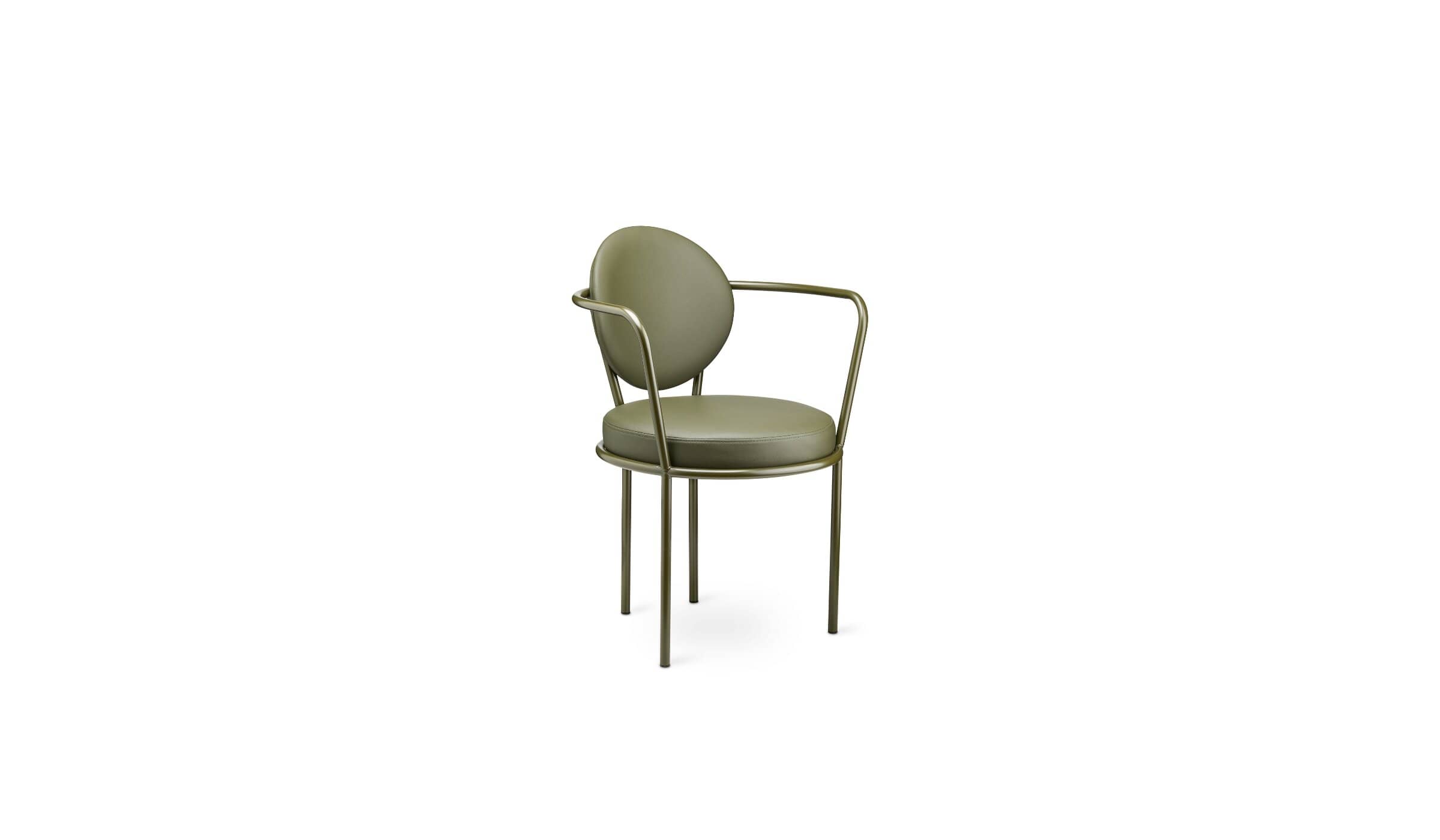 Casablanca industrial chair in green metal, green leather