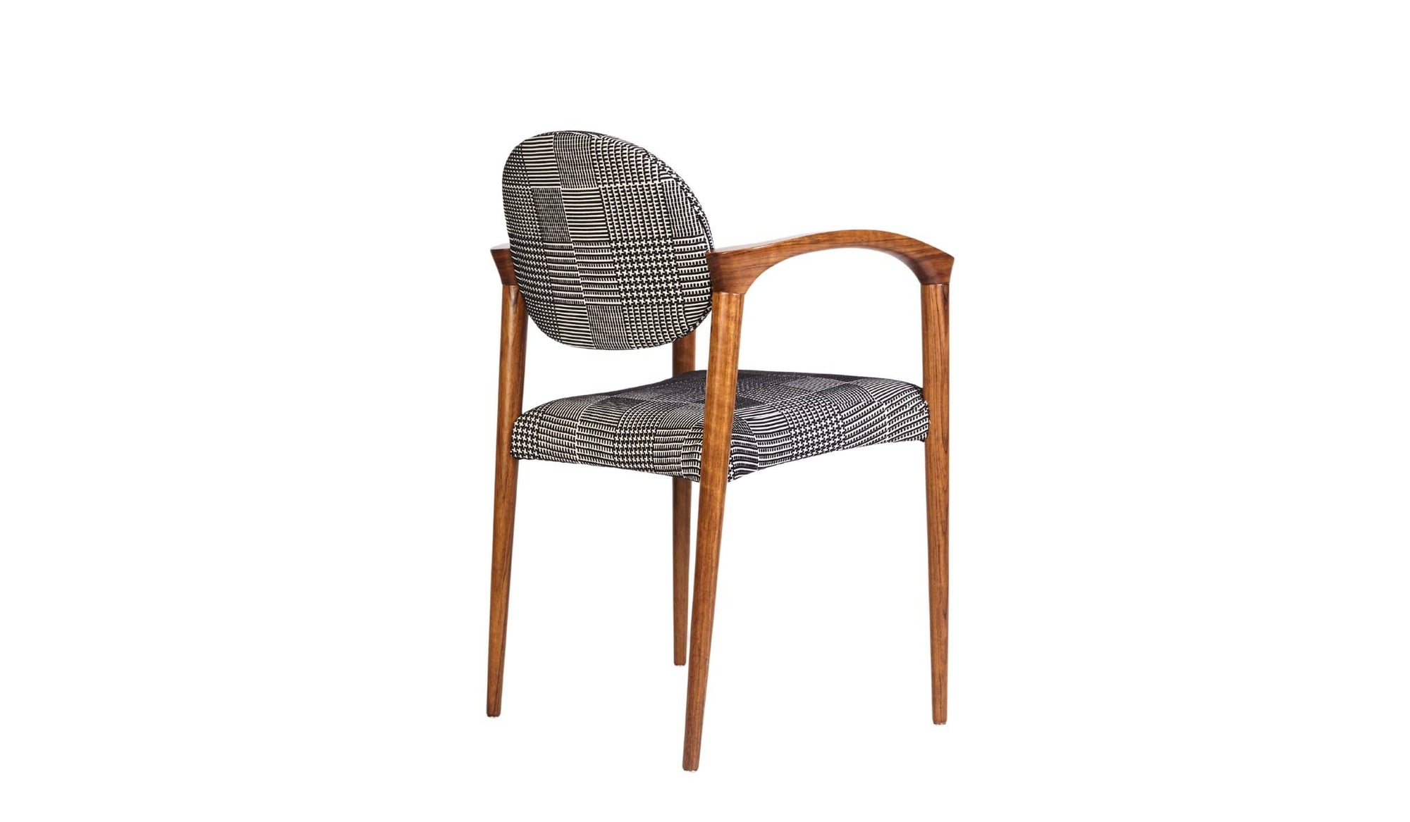 Tanoco luxury dining chair, with armrests, in Mutenye wood and fabric