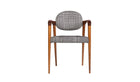 Tanoco luxury dining chair, with armrests, in Mutenye wood and fabric