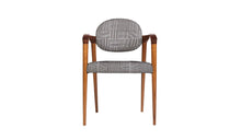 Tanoco luxury dining chair, with armrests, in Mutenye wood and fabric