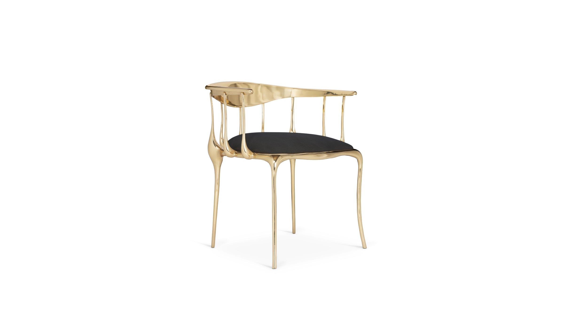 N°11 - Chaise design surréaliste en laiton doré et velours noir