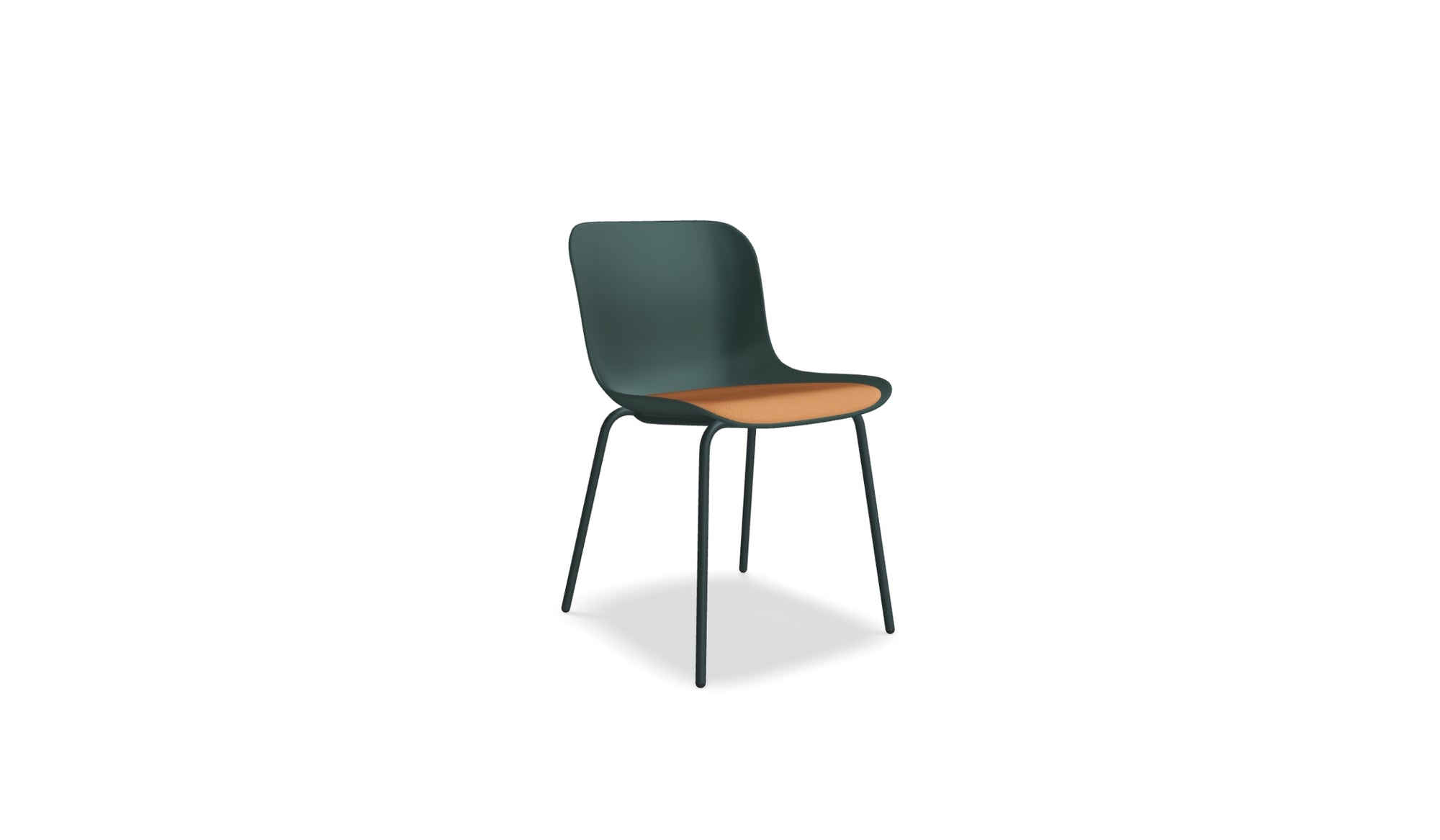 Chaise Baltic 2 Remix, vert foncé, coussin mandarine