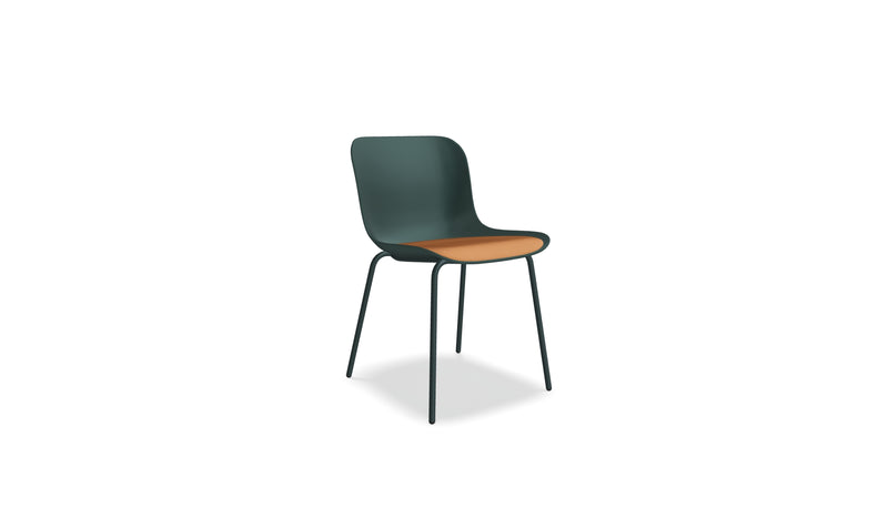 Chaise Baltic 2 Remix, vert foncé, coussin mandarine