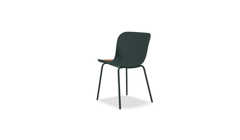 Chaise Baltic 2 Remix, vert foncé, coussin mandarine