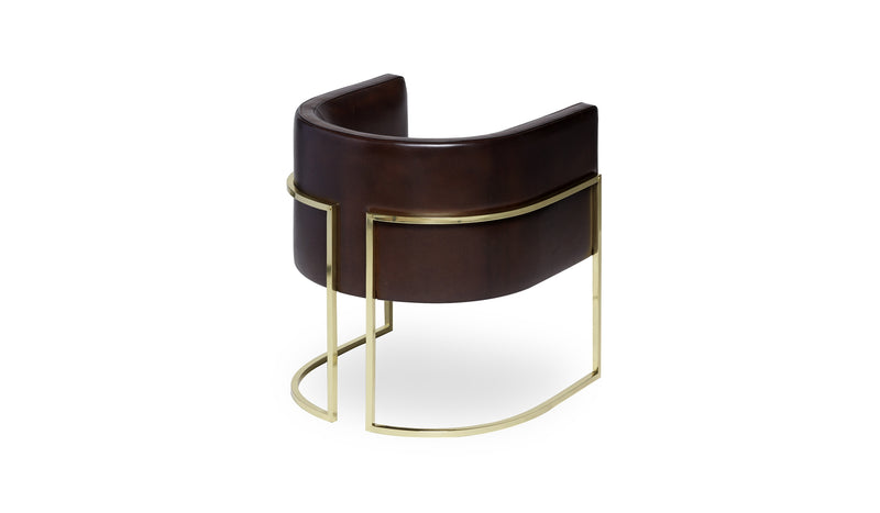 Comfortable Julius dining chair, brass structure and leather covering