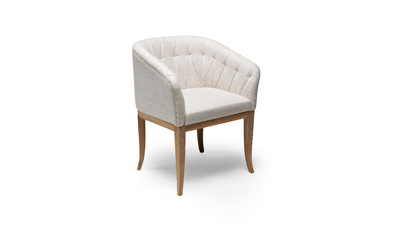 Isabella comfortable dining chair, oak and white fabric