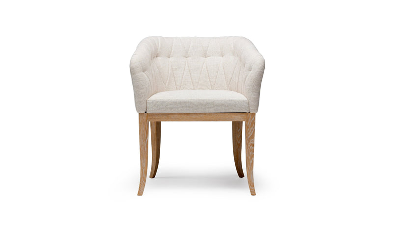 Isabella comfortable dining chair, oak and white fabric