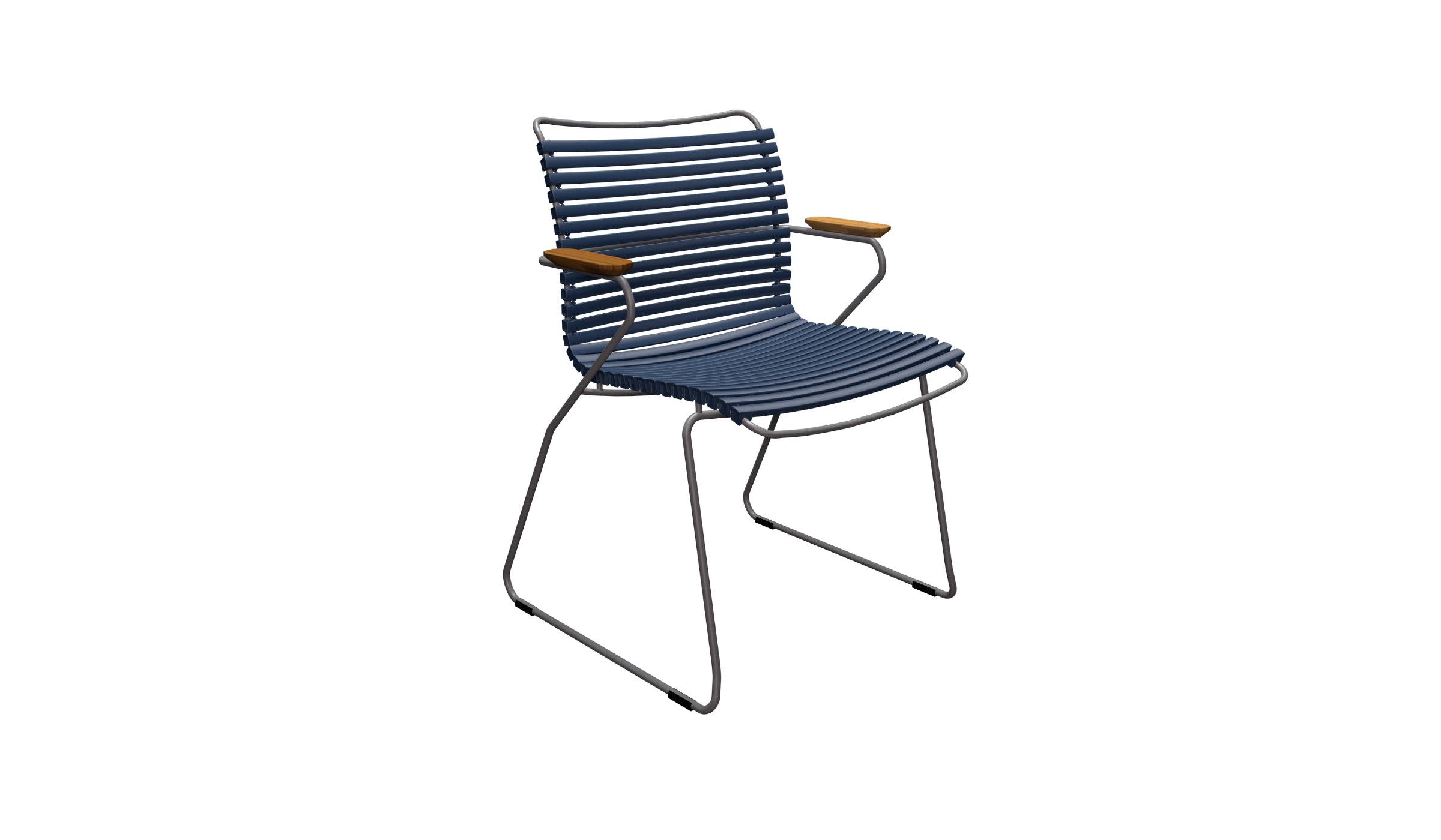 Chaise outdoor-Click - Chaise de jardin, bleu foncé et accoudoir en bambou--NOVINEA-HOUE