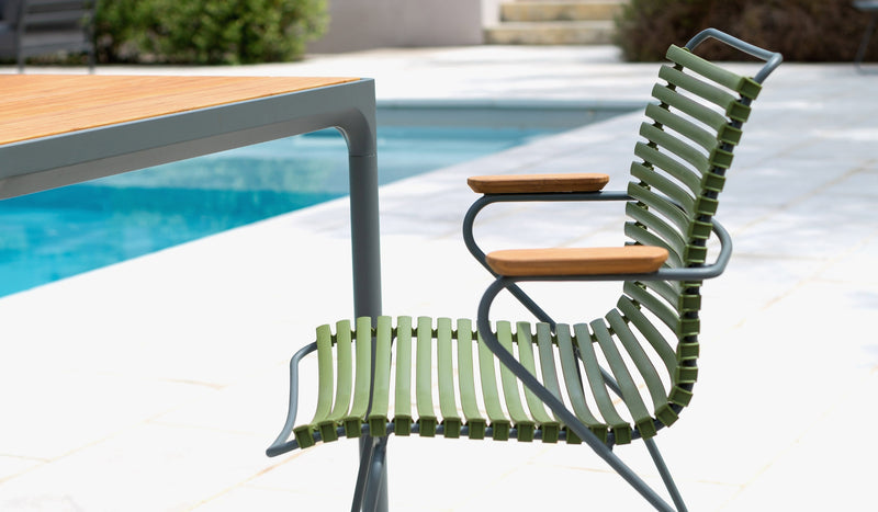 Chaise outdoor-Click - Chaise de jardin, vert et accoudoir en bambou--NOVINEA-HOUE