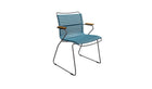 Chaise outdoor-Click - Chaise de jardin, bleu pétrole et accoudoir en bambou--NOVINEA-HOUE