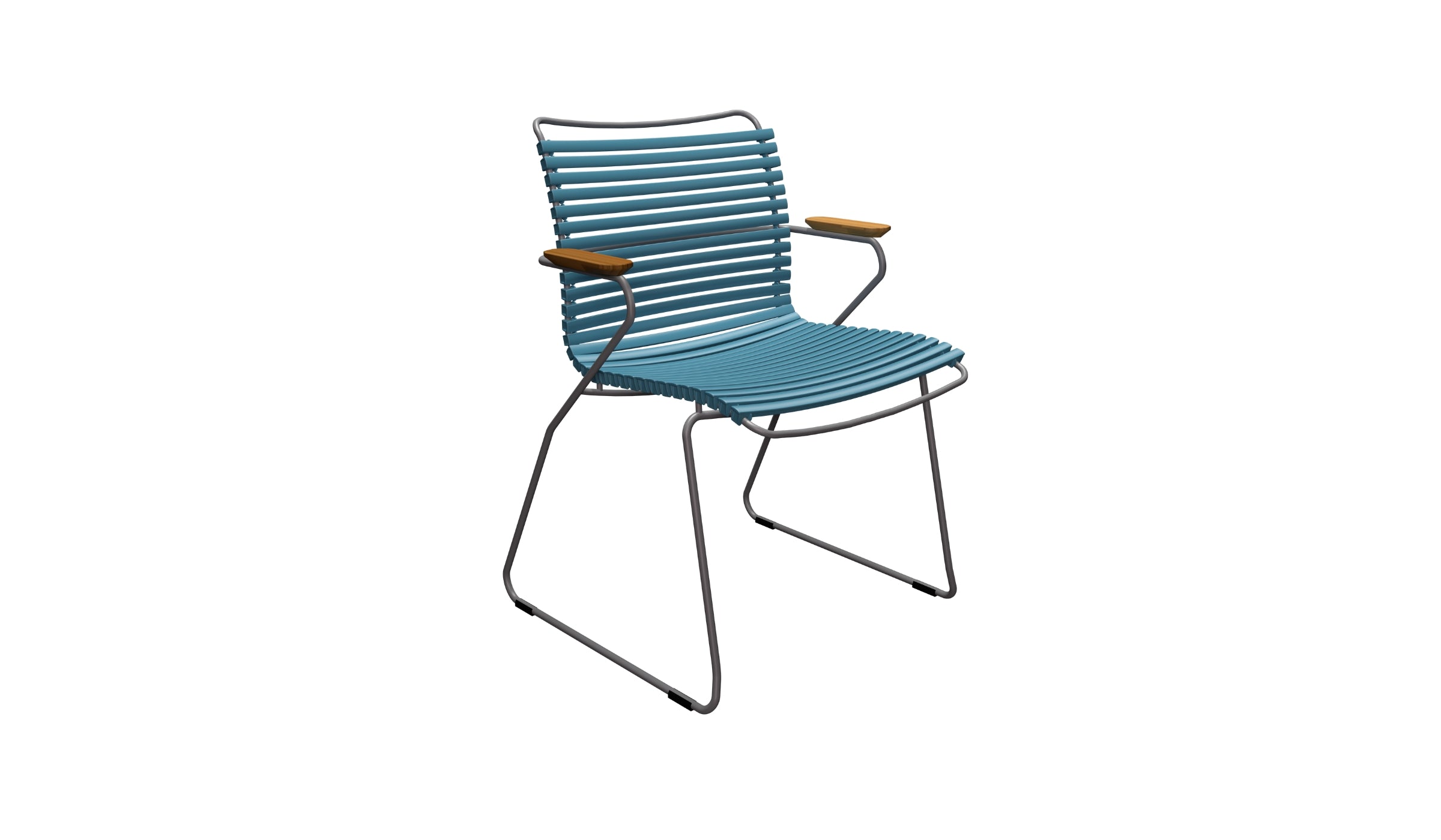 Chaise outdoor-Click - Chaise de jardin, bleu pétrole et accoudoir en bambou--NOVINEA-HOUE