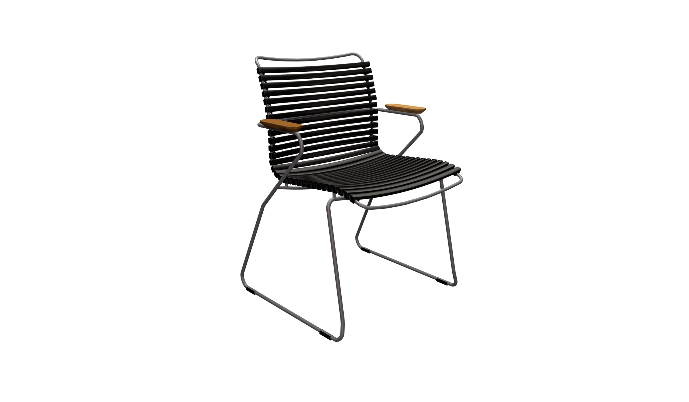 Chaise outdoor-Click - Chaise de jardin, noir et accoudoir en bambou--NOVINEA-HOUE