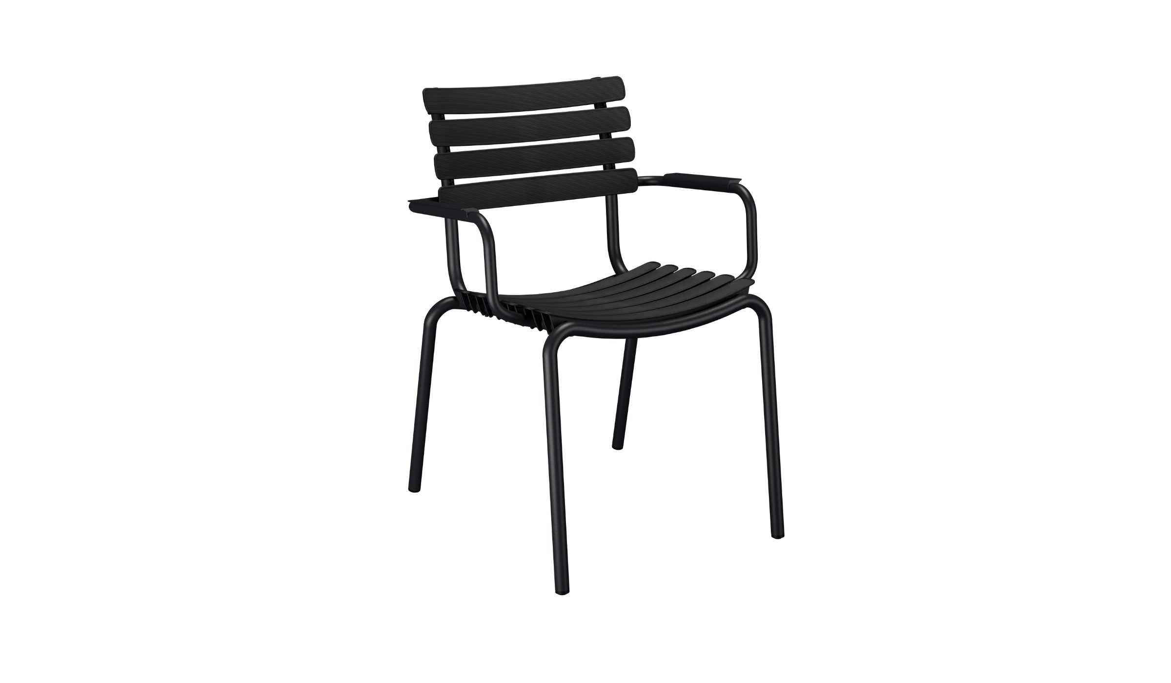 Reclips - Outdoor chair in aluminum and recycled plastic with armrests, black