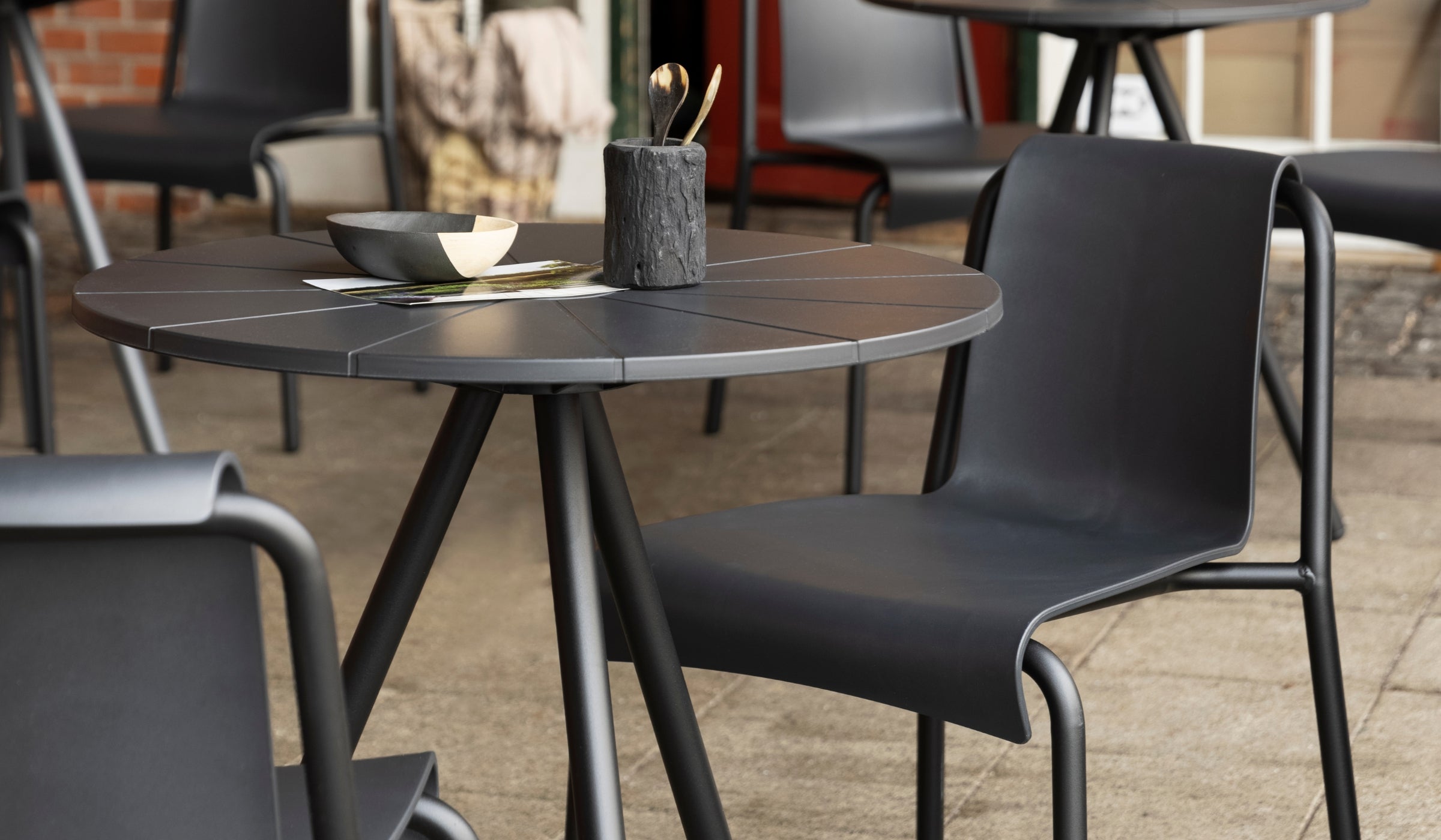 plastic chairs and table outdoor