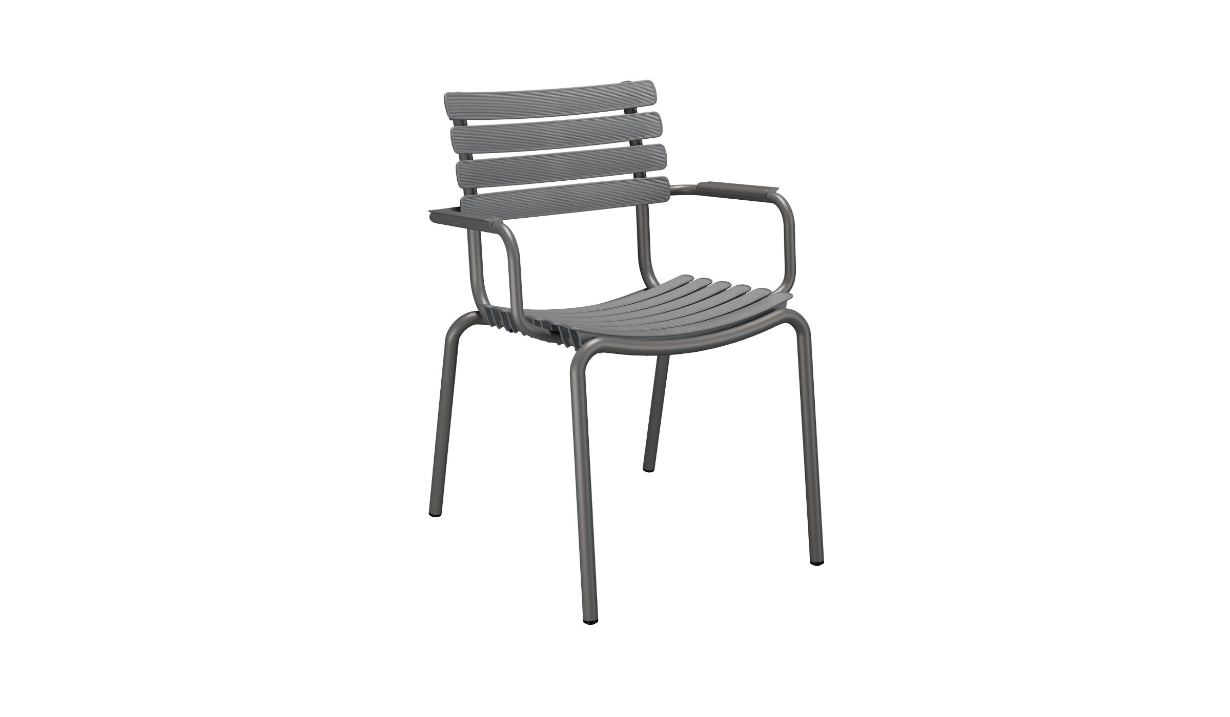 Reclips - Outdoor chair in aluminum and recycled plastic with armrests, gray