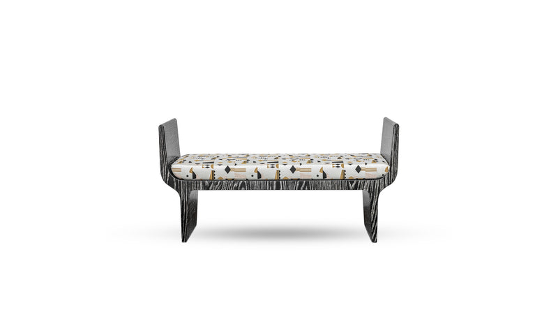 Blackened oak bench with removable cushion, Copacabana