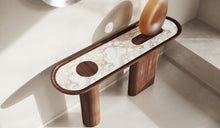 Creta - Canaletto walnut console and Arabescato white marble insert