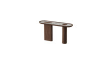 Creta - Canaletto walnut console and Arabescato white marble insert