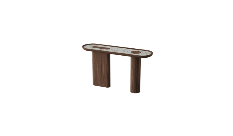 Creta - Canaletto walnut console and Arabescato white marble insert