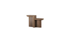 Duo de tables d’appoint Re-Form Wewood en noyer massif, vue de 3/4 sur fond blanc