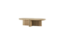 Ensemble de 2 table basse Re-Form de Wewood en chêne massif, vue de 3/4 sur fond blanc