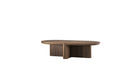 Ensemble de 2 table basse Re-Form de Wewood en noyer massif, vue de 3/4 sur fond blanc