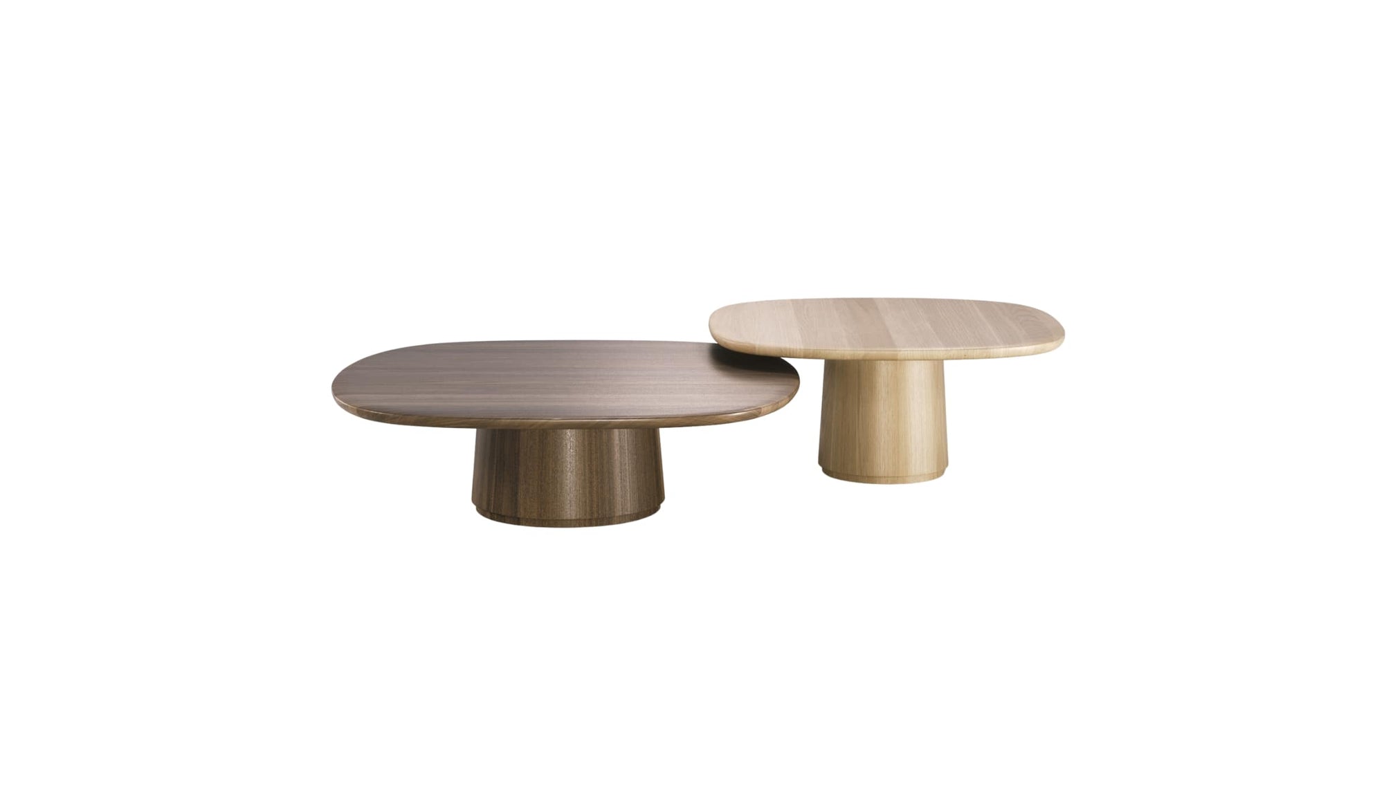 Duo de tables basse en chêne et noyer Amos