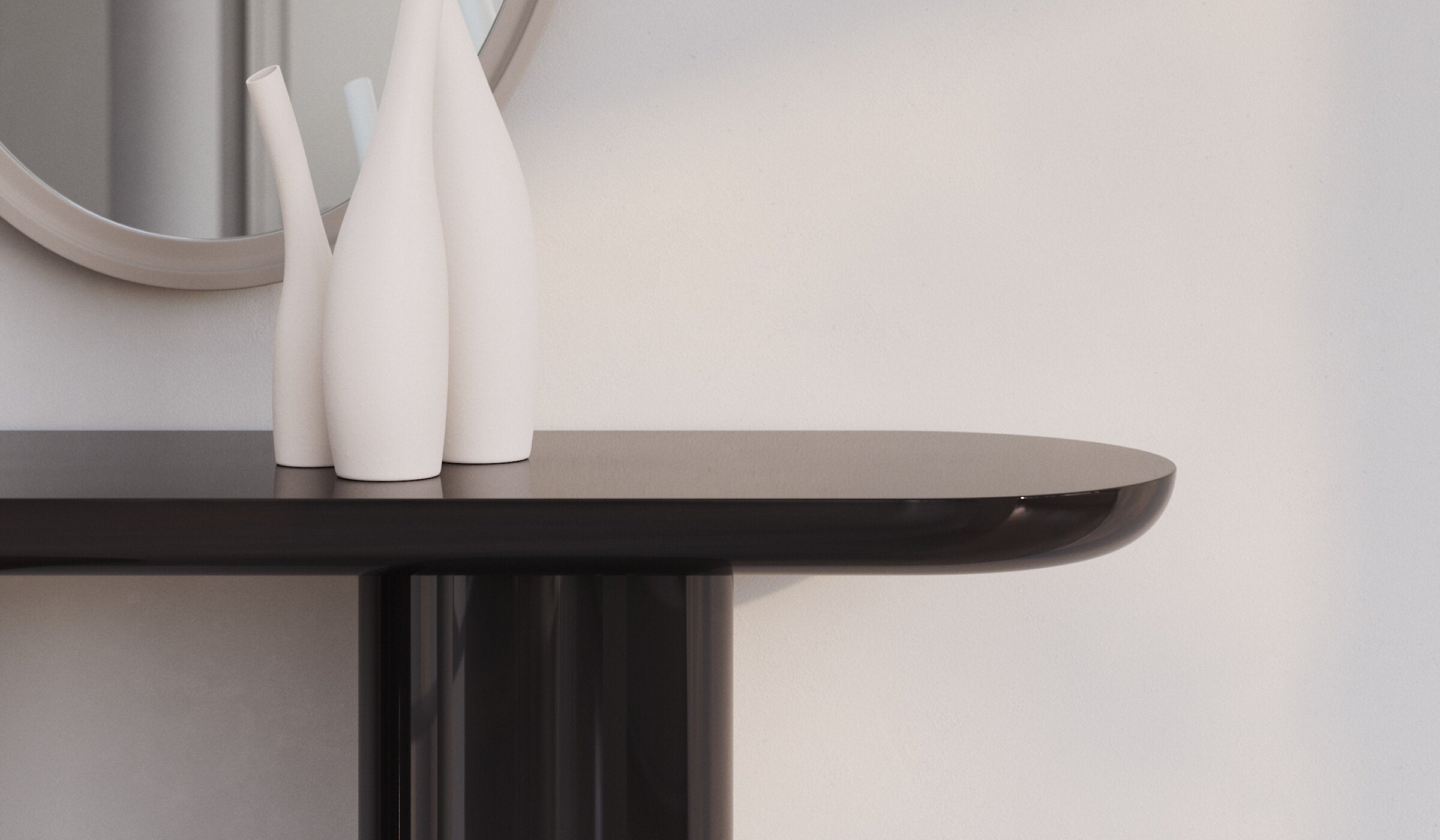 Eva - Sleek brown-black design console, lacquered with a glossy finish