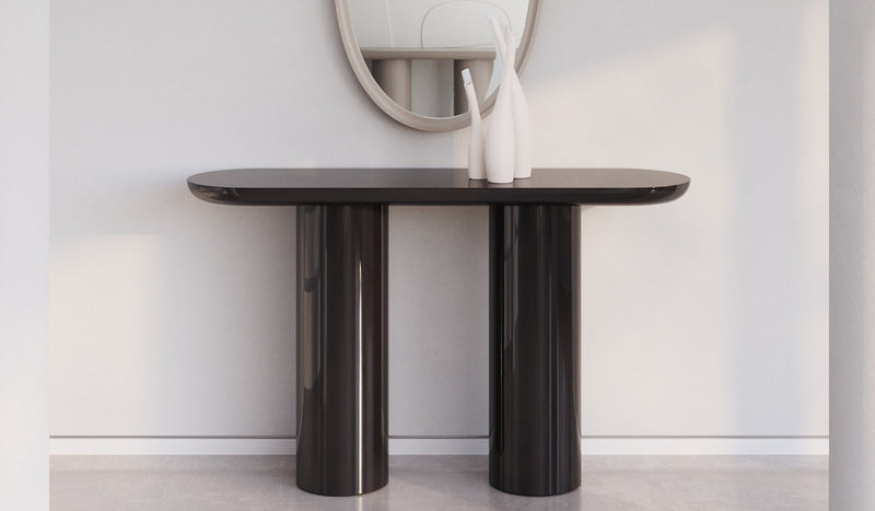 Eva - Sleek brown-black design console, lacquered with a glossy finish